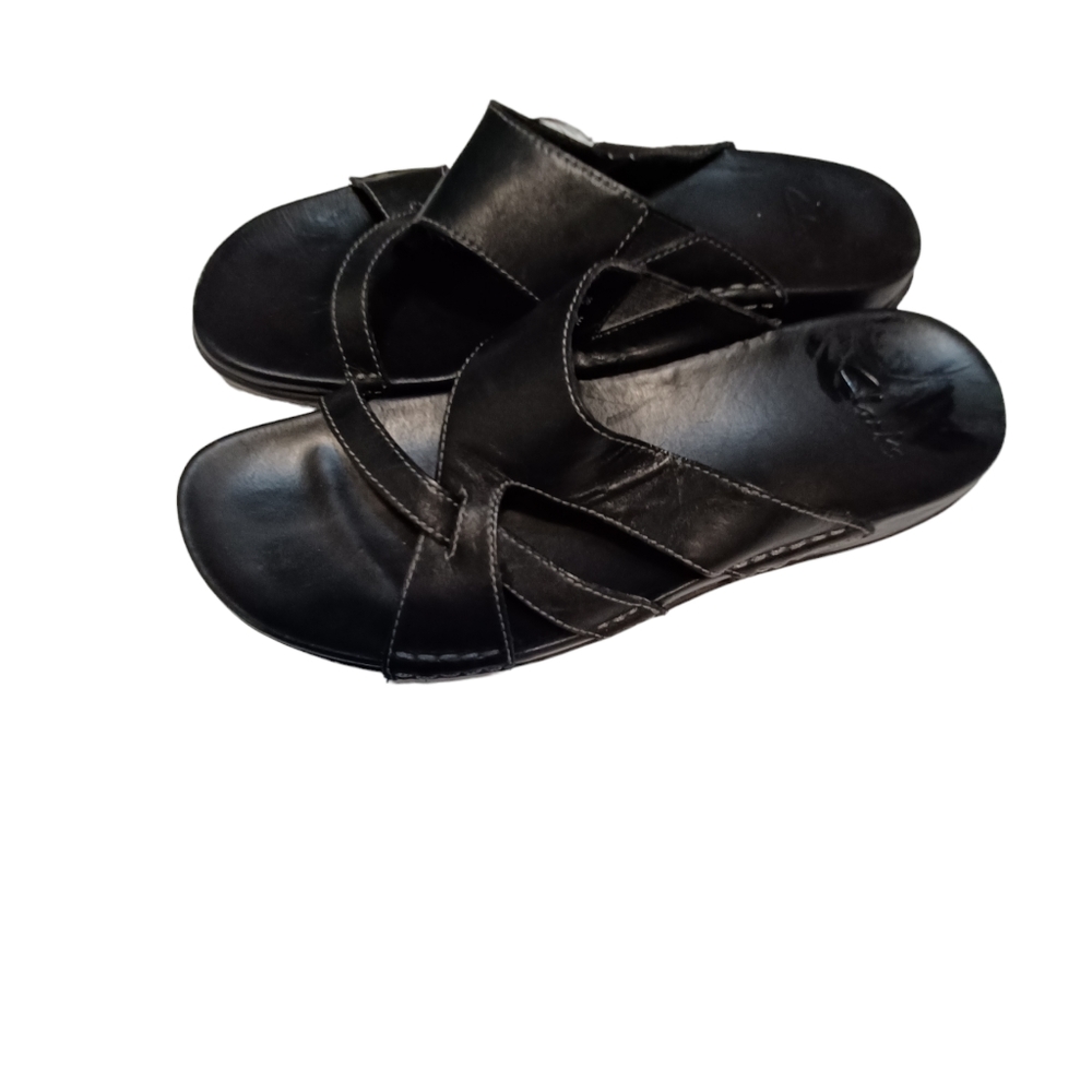 Clarks leather size 9 slip on  sandals